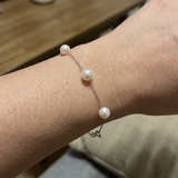 Bracelet  3 Perles de Culture- Diamètre 7-8 mm Blanc- Argent