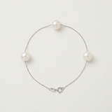 Bracelet  3 Perles de Culture- Diamètre 7-8 mm Blanc- Argent