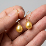 Boucles d'Oreilles TEHANI | Or Jaune & Perles de Culture Poire Dorée
