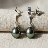 Boucles d'Oreilles TAHORA | Or Blanc & Perles de Tahiti