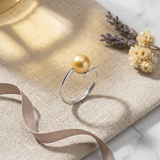 Bague ZIGZAG | Or Blanc & Perle de Culture Dorée