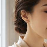 Boucle d'Oreilles Bouton AYA | Argent & Perles de Culture Roses 7/8mm