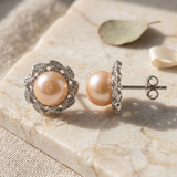 Boucles d'Oreilles Fleur NOHEA | Perles Roses