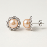 Boucles d'Oreilles Fleur NOHEA | Perles Roses