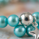 Bracelet Porte Bonheur Etoile - Perles d'Eau Douce Bleu Turquoises