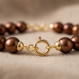 Bracelet NOELYSE | Or Jaune & Perles Chocolats
