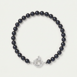Bracelet NOELYSE | Argent & Perles Noires | 6/7 mm | Fermoir Anneau Marin