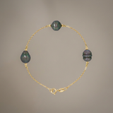 Bracelet Or Jaune & 3 Perles de Tahiti - 8/9mm
