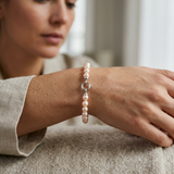Bracelet NOELYSE | Or Blanc & Perles Roses