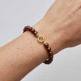 Bracelet NOELYSE | Or Jaune & Perles Chocolats