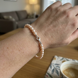 Bracelet NOELYSE | Argent & Perles Roses | 5/6 mm | Fermoir Mousqueton