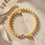 Bracelet NOELYSE | Or Blanc & Perles Dorées