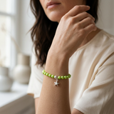 Bracelet Porte Bonheur Etoile - Perles d'Eau Douce Vertes