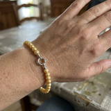 Bracelet NOELYSE | Or Blanc & Perles Dorées