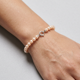 Bracelet NOELYSE | Or Blanc & Perles Roses