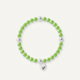 Bracelet Porte Bonheur Coeur - Perles d'Eau Douce Vertes