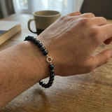 Bracelet NOELYSE | Or Blanc & Perles Noires