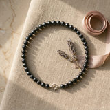 Bracelet NOELYSE | Or Blanc & Perles Noires