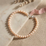 Bracelet NOELYSE | Argent & Perles Roses | 5/6 mm | Fermoir Mousqueton