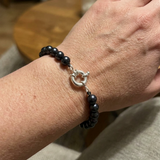 Bracelet NOELYSE | Argent & Perles Noires | 6/7 mm | Fermoir Anneau Marin