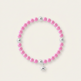 Bracelet Porte Bonheur Etoile - Perles d'Eau Douce Roses Fushia