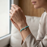 Bracelet Porte Bonheur Etoile - Perles d'Eau Douce Bleu Turquoises