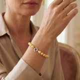 Bracelet NOELYSE | Or Blanc & Perles Dorées