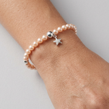 Bracelet Porte Bonheur Etoile - Perles d'Eau Douce Roses
