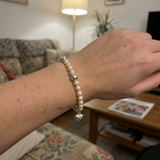 Bracelet Porte Bonheur Coeur - Perles d'Eau Douce Roses