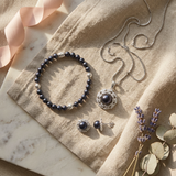 Parure Black Tahiti — Collier, Boucles & Bracelet