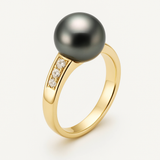Bague ARIANE | Or Jaune, Diamants & Perle de Tahiti