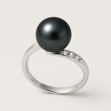 Bague LYSANDRA | Or Blanc & Perle de Culture Black Tahiti
