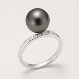 Bague LYSANDRA | Or Blanc & Perle de Tahiti