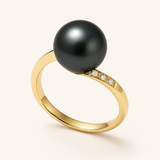 Bague LYSANDRA | Or Jaune & Perle de Culture Black Tahiti