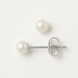 Boucle d'Oreilles Bouton AYA | Argent & Perles de Culture Blanches 4/5mm