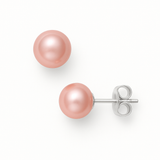 Boucle d'Oreilles Bouton AYA | Or Blanc & Perles de Culture Roses