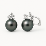 Boucle d'Oreilles -Perles de Tahiti- Ovale Diamètre 8-9 mm- Argent