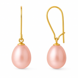 Boucles d'Oreilles TEHANI | Or Jaune & Perles de Culture Poire Roses