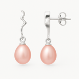 Boucles d'Oreilles TAHORA | Or Blanc & Perles de Culture Roses
