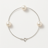 Bracelet  3 Perles de Culture- Diamètre 7-8 mm Blanc- Argent