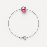 Bracelet Chaîne Forçat - Perle de Culture Rose Fushia