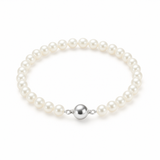 Bracelet NOELYSE | Argent & Perles Blanches | 5/6 mm | Fermoir Boule