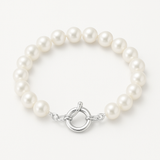 Bracelet NOELYSE | Argent & Perles Blanches | 7/8 mm | Fermoir Anneau