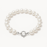 Bracelet NOELYSE | Argent & Perles Blanches | 8/9 mm | Fermoir Anneau