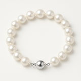 Bracelet NOELYSE | Argent & Perles Blanches | 8/9 mm | Fermoir Boule