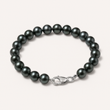 Bracelet NOELYSE | Argent & Perles Noires | 5/6 mm | Fermoir Mousqueton
