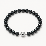 Bracelet NOELYSE | Argent & Perles Noires | 6/7 mm | Fermoir Boule