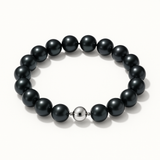 Bracelet NOELYSE | Argent & Perles Noires | 9/10 mm | Fermoir Boule
