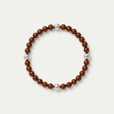 Bracelet perles d'eau douce chocolat et argent 925 avec intercalaires argentées.