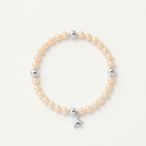 Bracelet perles d'eau douce roses et argent 925 avec charm étoile et billes argentées.